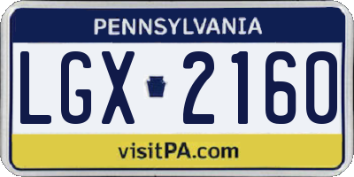 PA license plate LGX2160