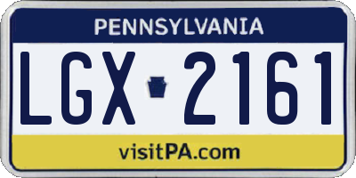 PA license plate LGX2161