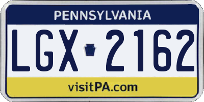 PA license plate LGX2162
