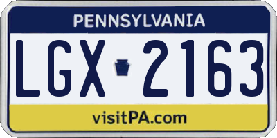 PA license plate LGX2163