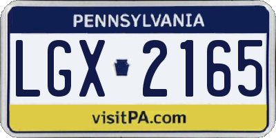 PA license plate LGX2165