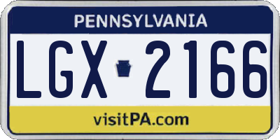 PA license plate LGX2166