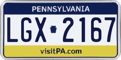 PA license plate LGX2167