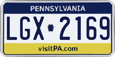 PA license plate LGX2169