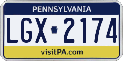PA license plate LGX2174