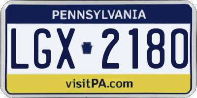 PA license plate LGX2180