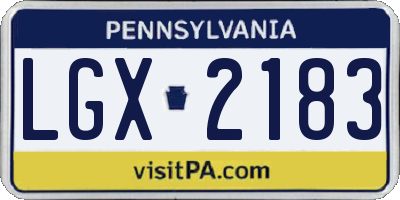 PA license plate LGX2183