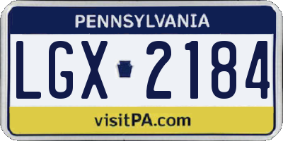 PA license plate LGX2184