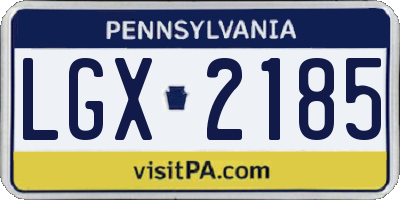 PA license plate LGX2185