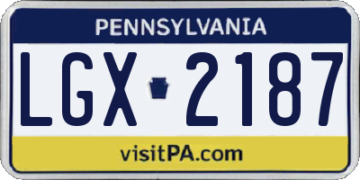 PA license plate LGX2187