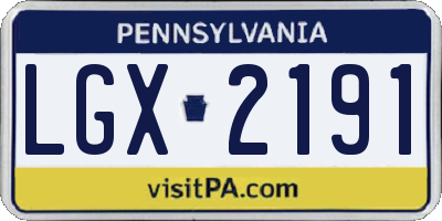 PA license plate LGX2191