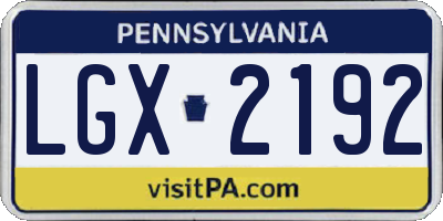 PA license plate LGX2192