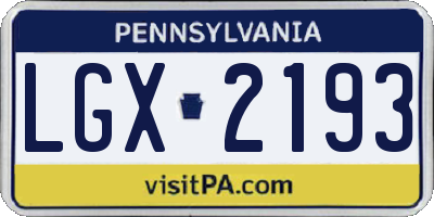 PA license plate LGX2193