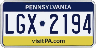 PA license plate LGX2194