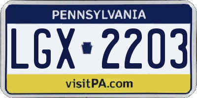 PA license plate LGX2203