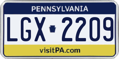 PA license plate LGX2209