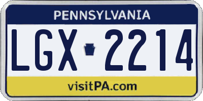 PA license plate LGX2214
