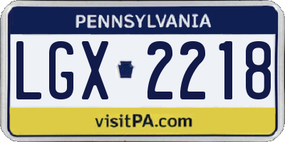 PA license plate LGX2218