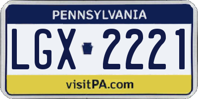 PA license plate LGX2221
