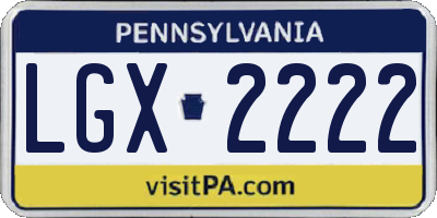 PA license plate LGX2222