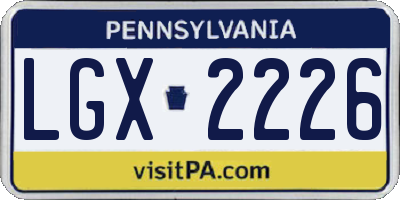 PA license plate LGX2226