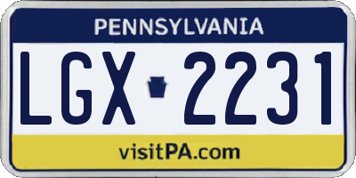 PA license plate LGX2231