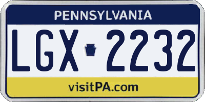 PA license plate LGX2232