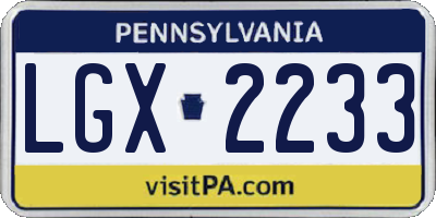 PA license plate LGX2233