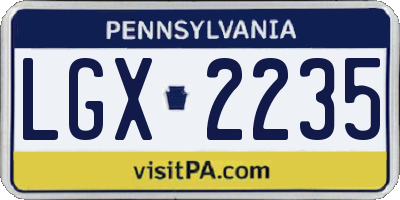 PA license plate LGX2235