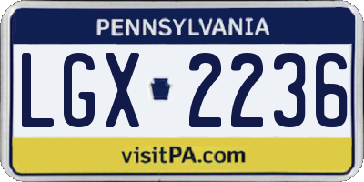 PA license plate LGX2236