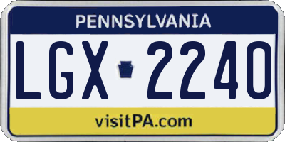PA license plate LGX2240