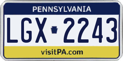 PA license plate LGX2243