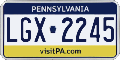 PA license plate LGX2245