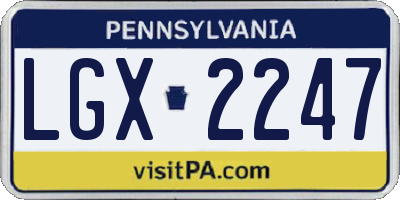 PA license plate LGX2247