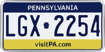 PA license plate LGX2254