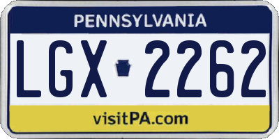 PA license plate LGX2262