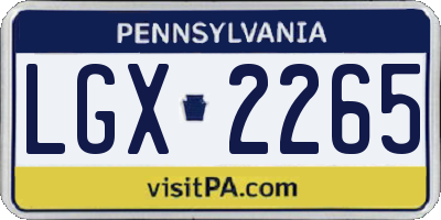 PA license plate LGX2265