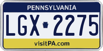 PA license plate LGX2275