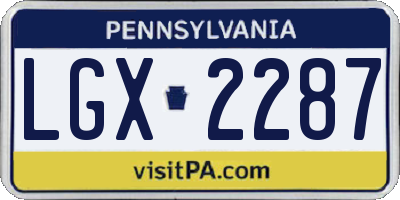 PA license plate LGX2287