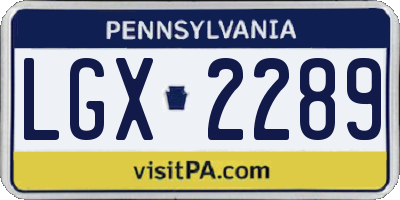 PA license plate LGX2289