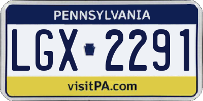PA license plate LGX2291