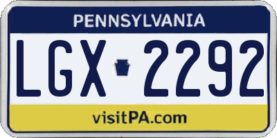 PA license plate LGX2292