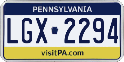 PA license plate LGX2294
