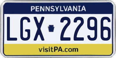 PA license plate LGX2296