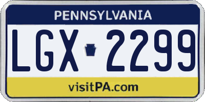 PA license plate LGX2299