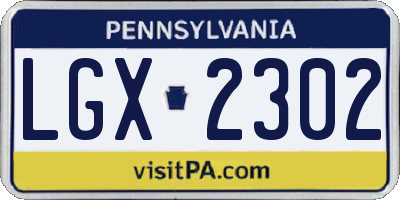 PA license plate LGX2302