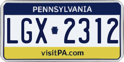 PA license plate LGX2312