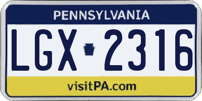 PA license plate LGX2316