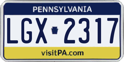 PA license plate LGX2317