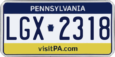 PA license plate LGX2318
